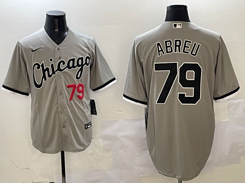 Men Chicago White Sox #79 Abreu Grey Game 2025 Nike MLB Jersey style 4->chicago white sox->MLB Jersey